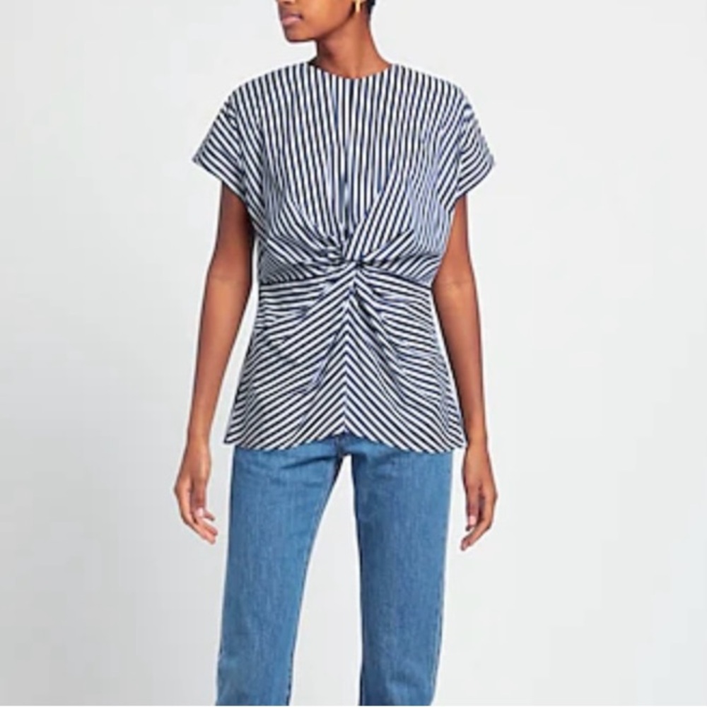 Partow Striped Knot Top Navy Sz 8